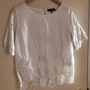 White Lace Trim Blouse
